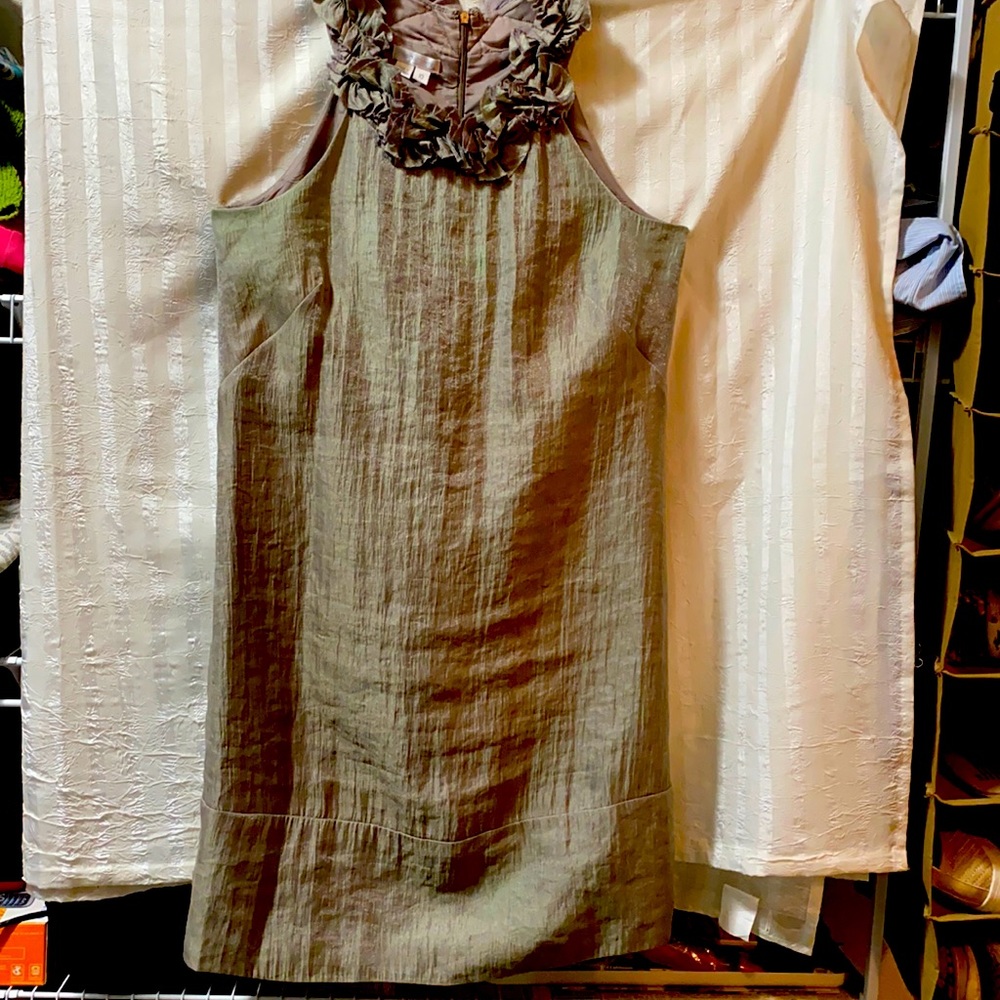 London Times Dress with Ruffled Neck, Size 10